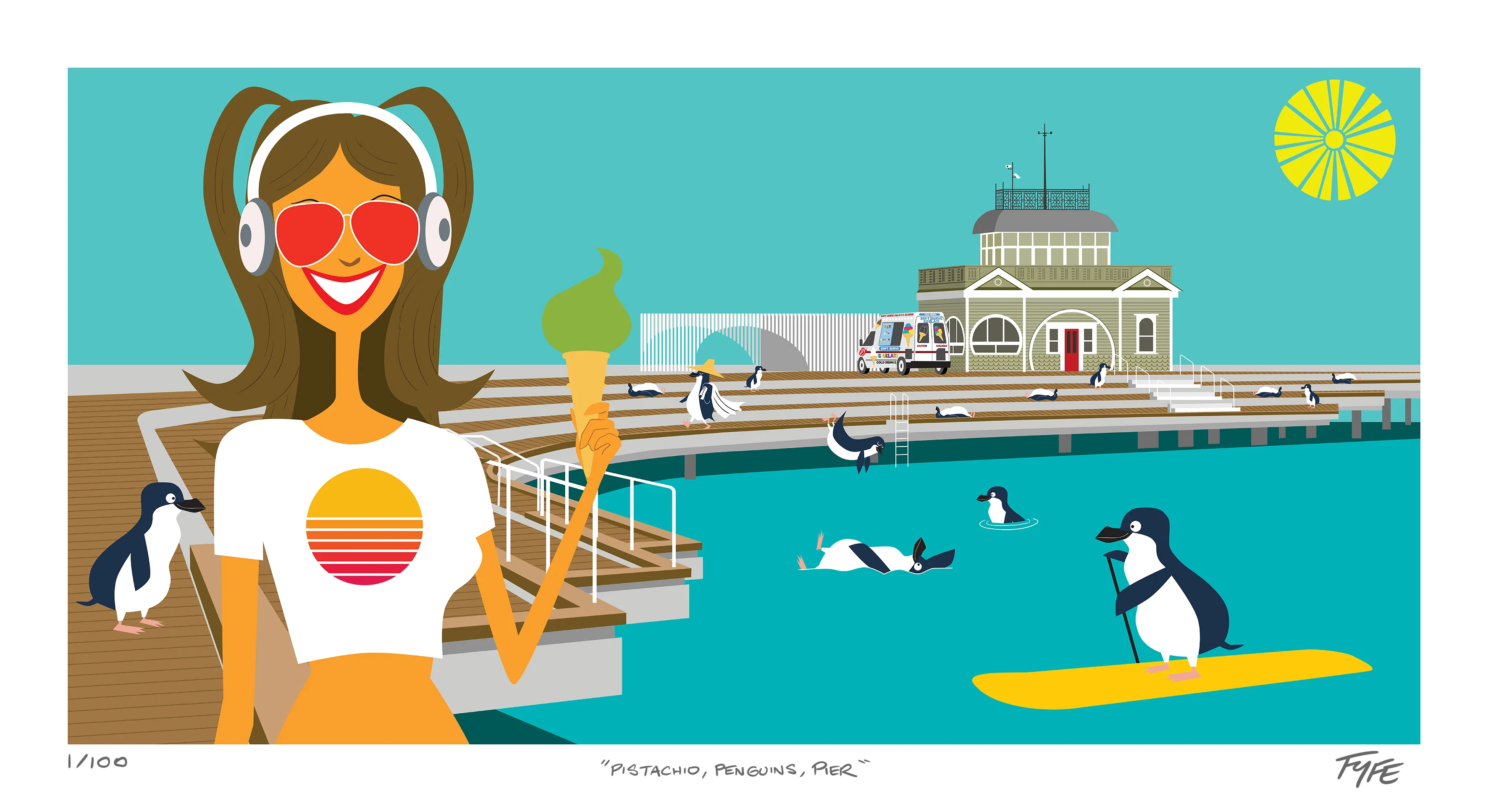 Pistachio, Penguins, Pier